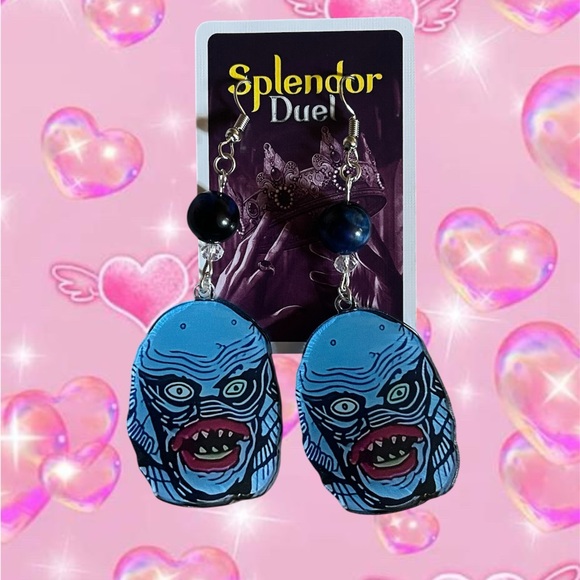 Splendor Duel Blue Monster Earrings - Picture 1 of 1